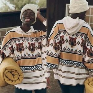 Free People Sprint to the Finish Printed Tiger Hoodie